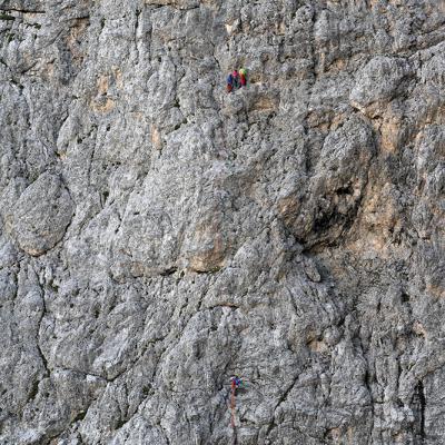 Le groupe de Jean dans la Vinatzer à la Troisième Tour de Sella