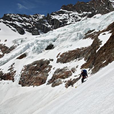 Descente sur le refuge d'Aosta